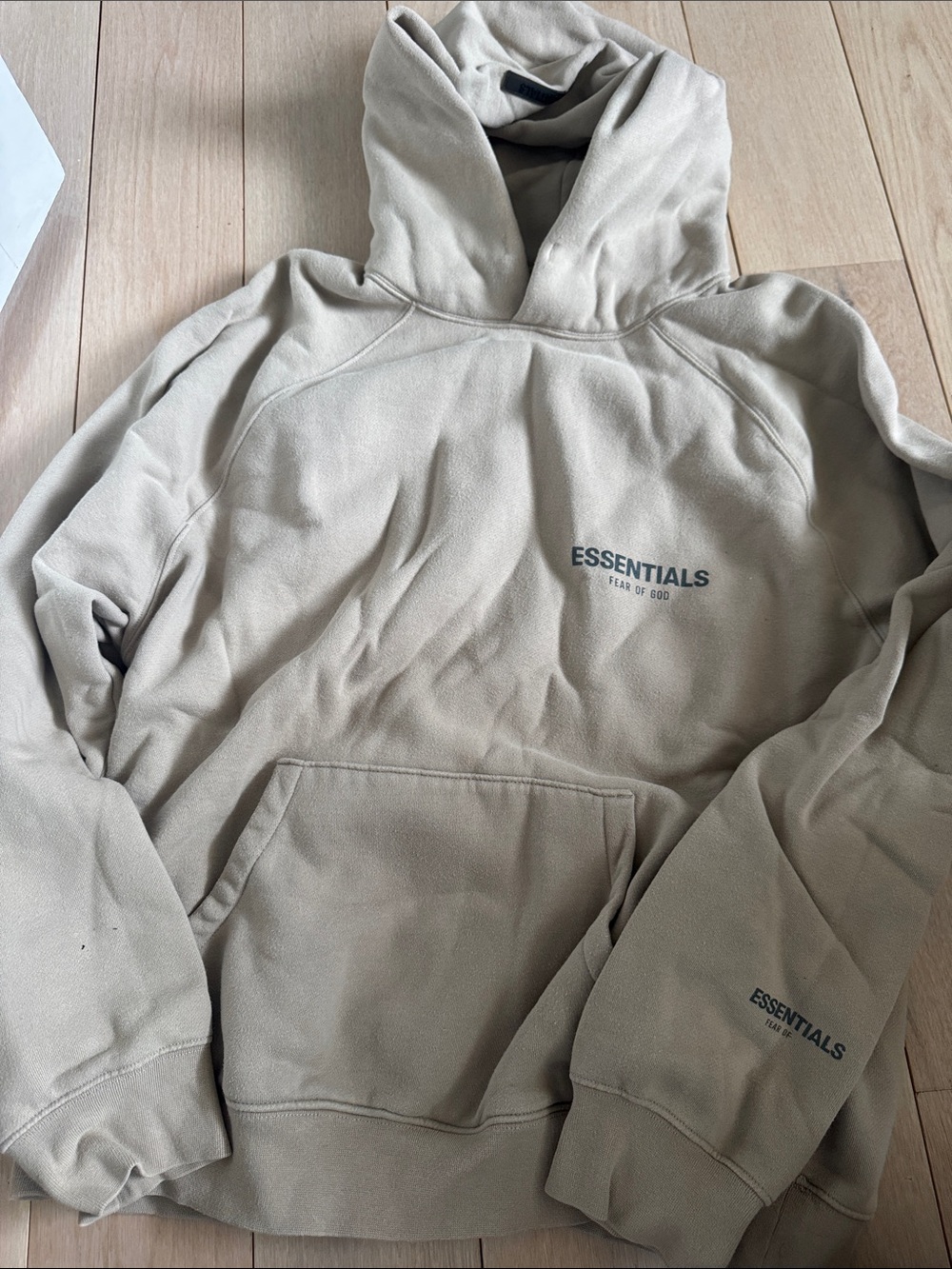 Essentials Fear of God Taupe Pullover Hoodie with Chest Logo